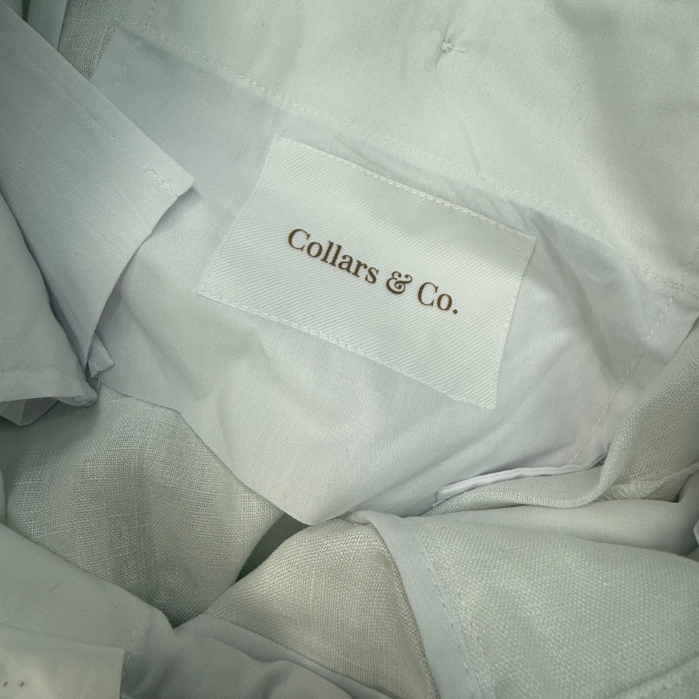 Collars & Co Mens Size 30x30 Linen Trousers White Side Adjuster Pleated Cuffed - Picture 5 of 10